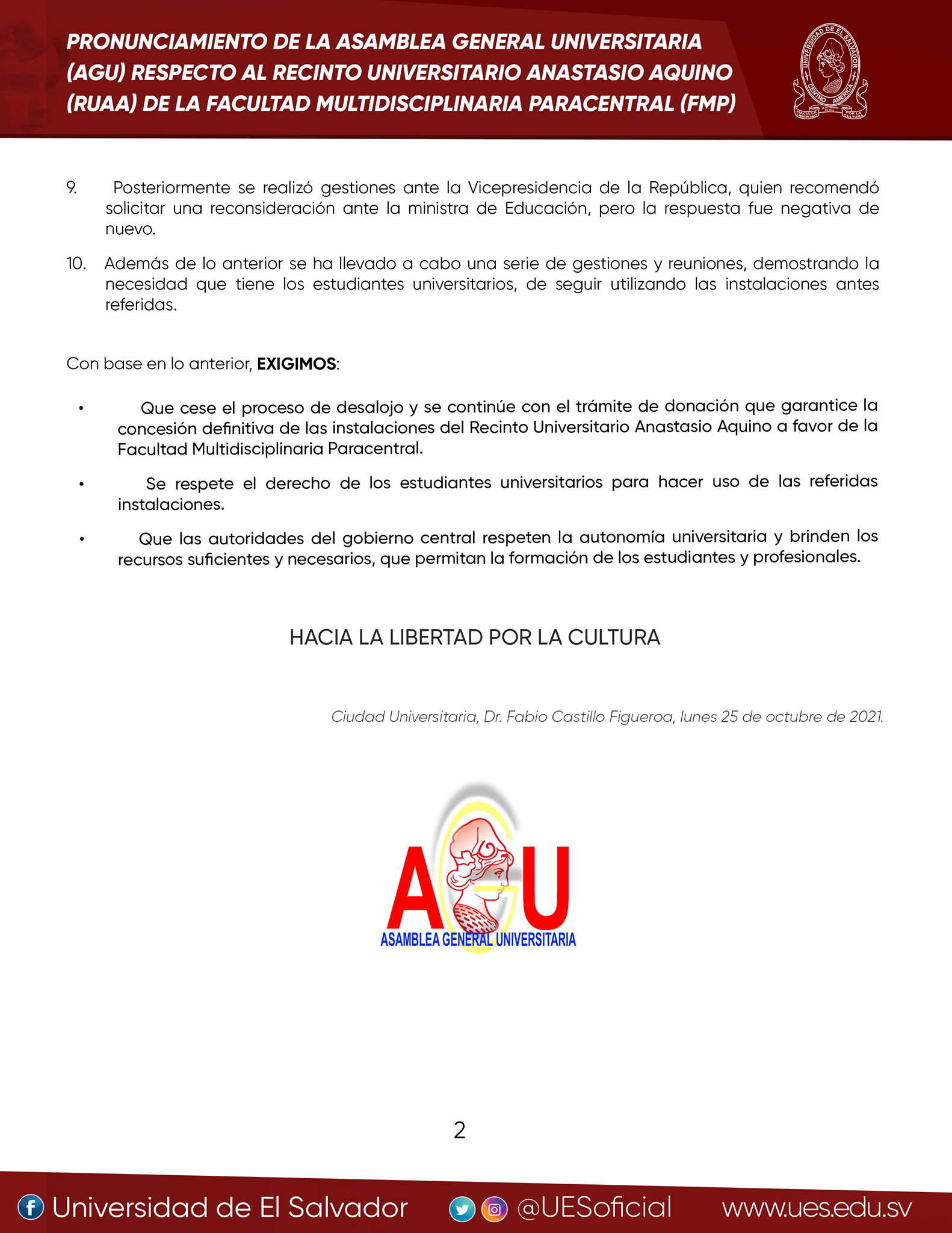 Pronunciamiento AGU Recinto Universitario RUAA2.png
